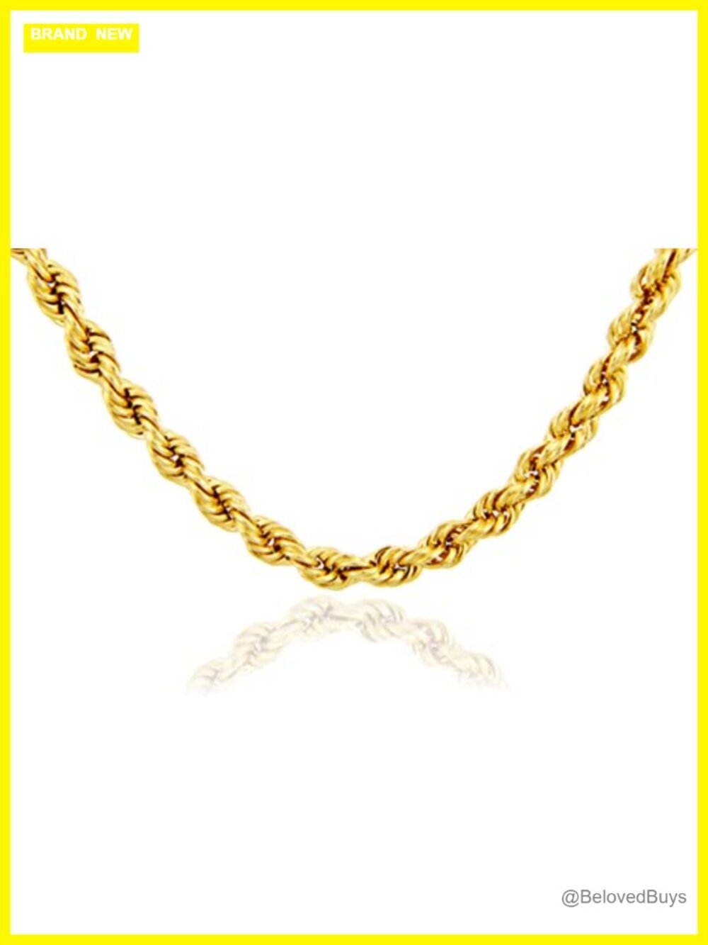 10k Yellow Gold Rope Chain Necklace Lightweight for Pendants